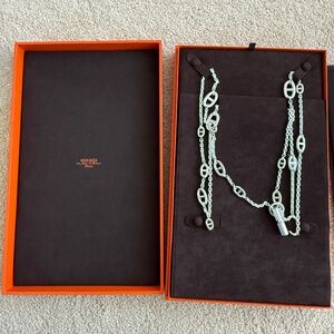 New Hermès Rare Coveted Sterling Silver  Farandole Long Necklace 160cm